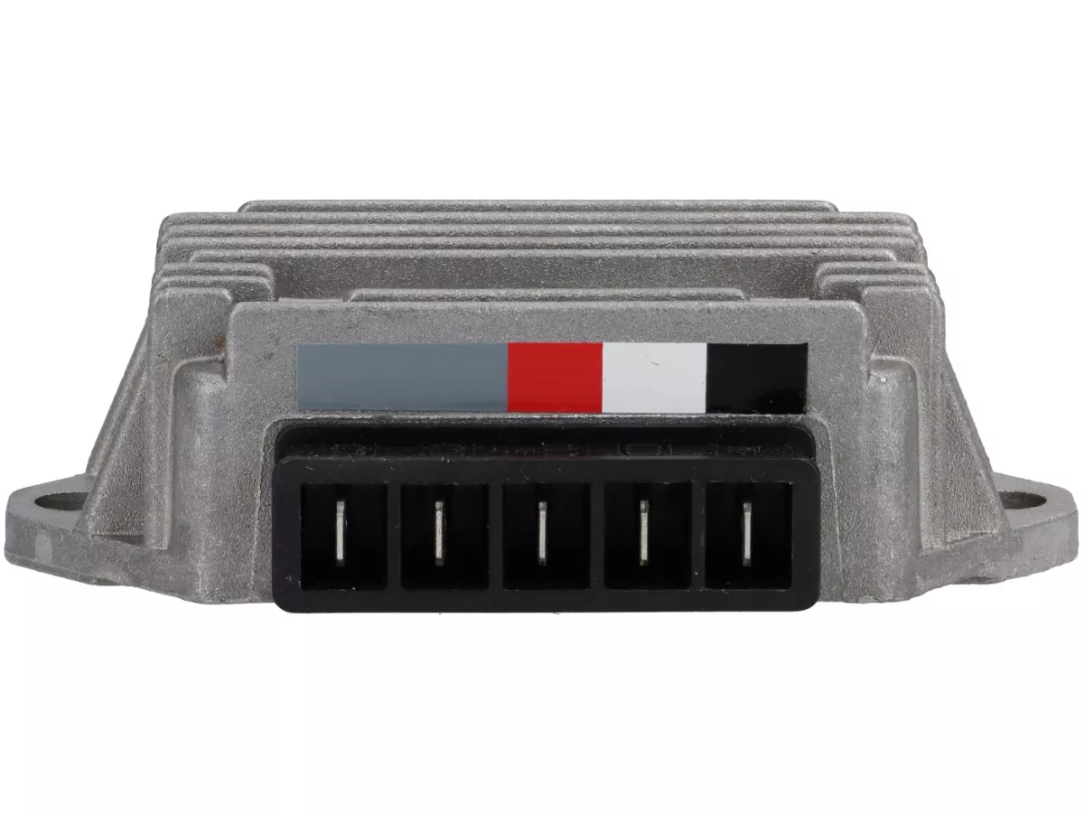 Regulador de tensión -5 polos 12V (G-G-B+-C-tierra) DUCATI- Vespa PX Elestart (a partir de 1998), Cosa, Cosa2 Elestart, PK XL2 Elestart