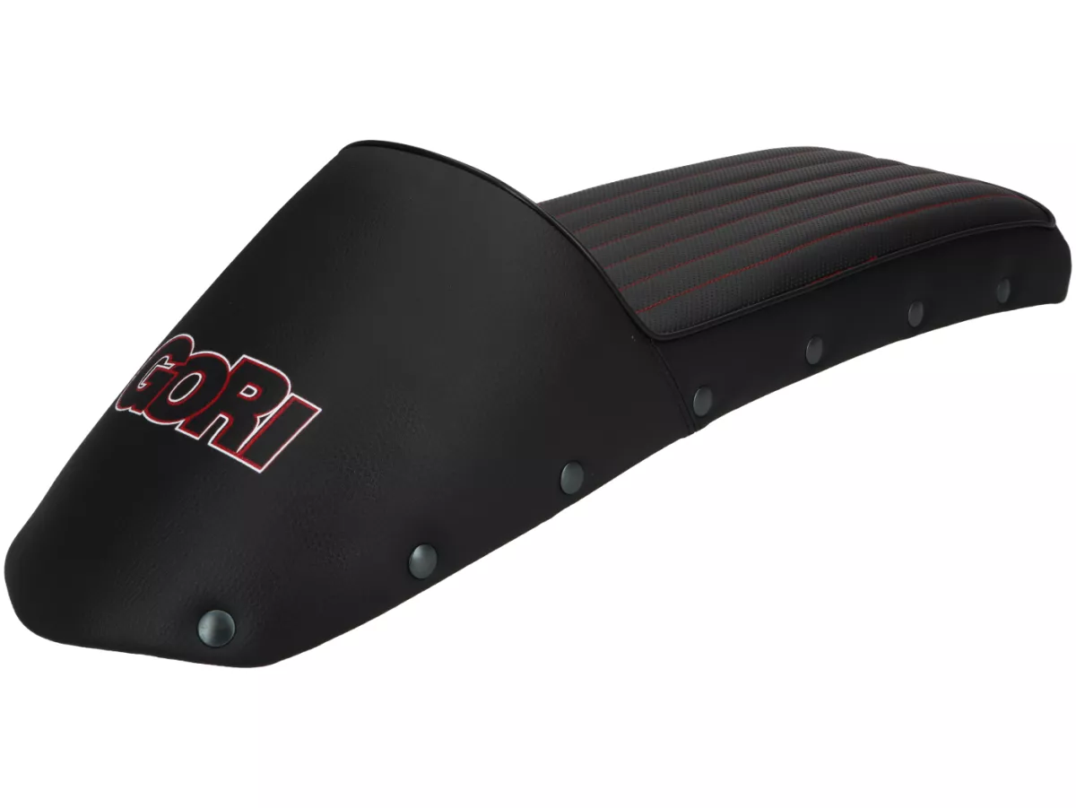 Seat bench -GORI Sport- Lambretta LI, LI S, SX, TV, DL, GP - black with red stitching