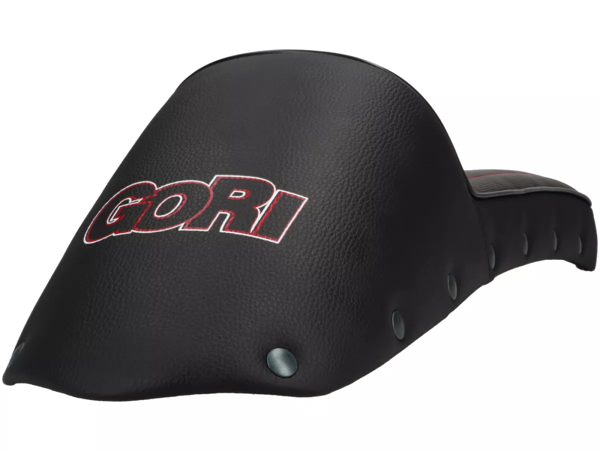 Seat bench -GORI Sport- Lambretta LI, LI S, SX, TV, DL, GP - black with red stitching