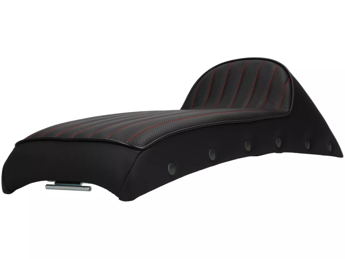 Seat bench -GORI Sport- Lambretta LI, LI S, SX, TV, DL, GP - black with red stitching
