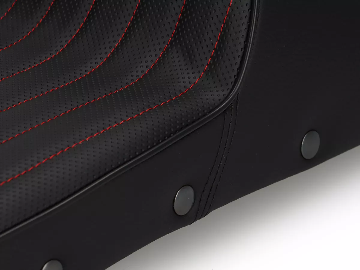 Seat bench -GORI Sport- Lambretta LI, LI S, SX, TV, DL, GP - black with red stitching