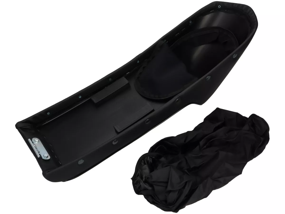 Seat bench -GORI Sport- Lambretta LI, LI S, SX, TV, DL, GP - black with red stitching
