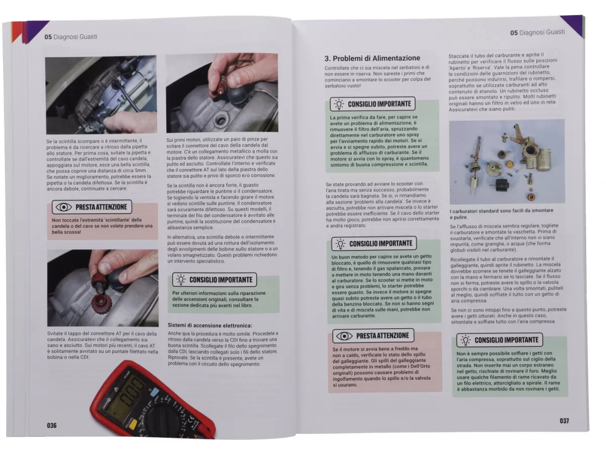 Boek -Manuale D'Officina Completo: Motori Vespa 'Wideframe' - 212 pagina's in kleur, softcover - door Martin 'Sticky' Round - Italiaans gesproken