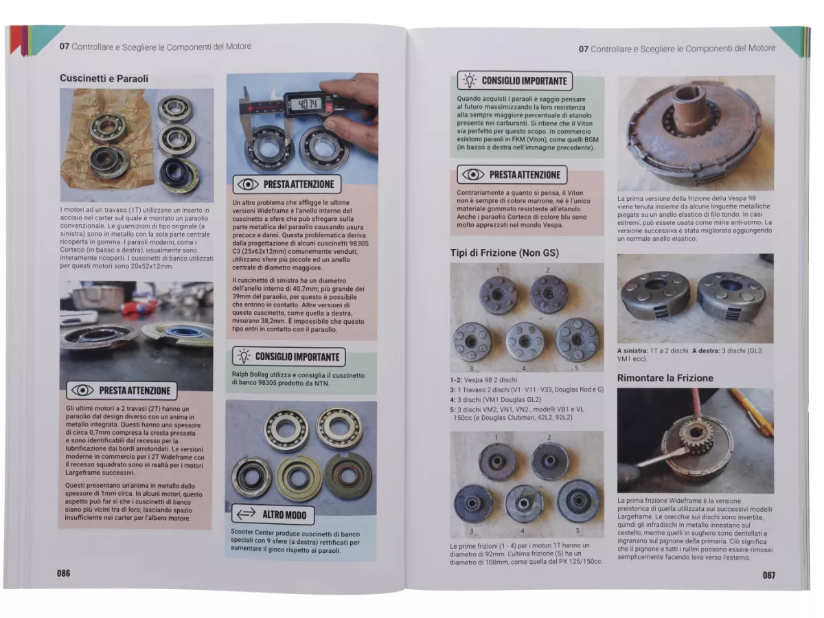 Boek -Manuale D'Officina Completo: Motori Vespa 'Wideframe' - 212 pagina's in kleur, softcover - door Martin 'Sticky' Round - Italiaans gesproken