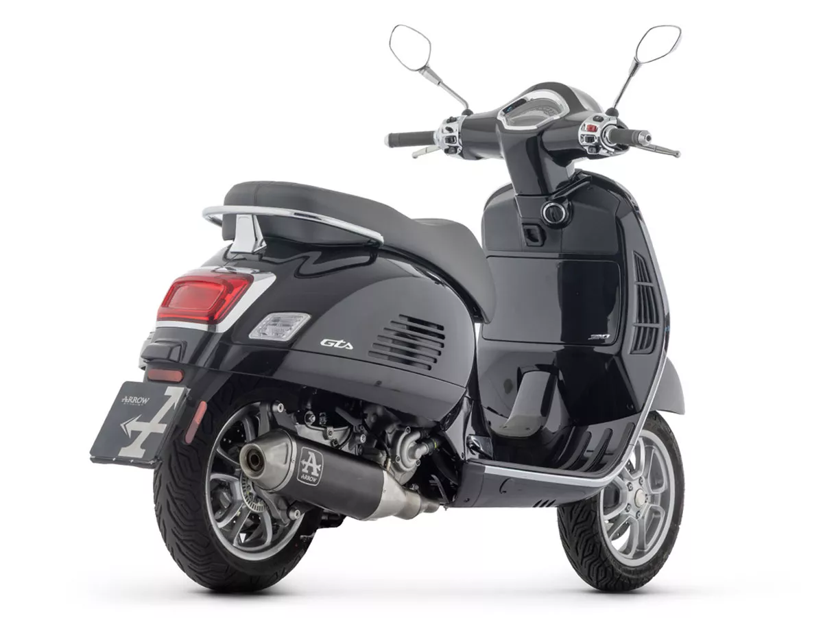 Sistema de escape- ARROW- Urban - Aluminio oscuro con tapa de acero inoxidable - Vespa GTS 310