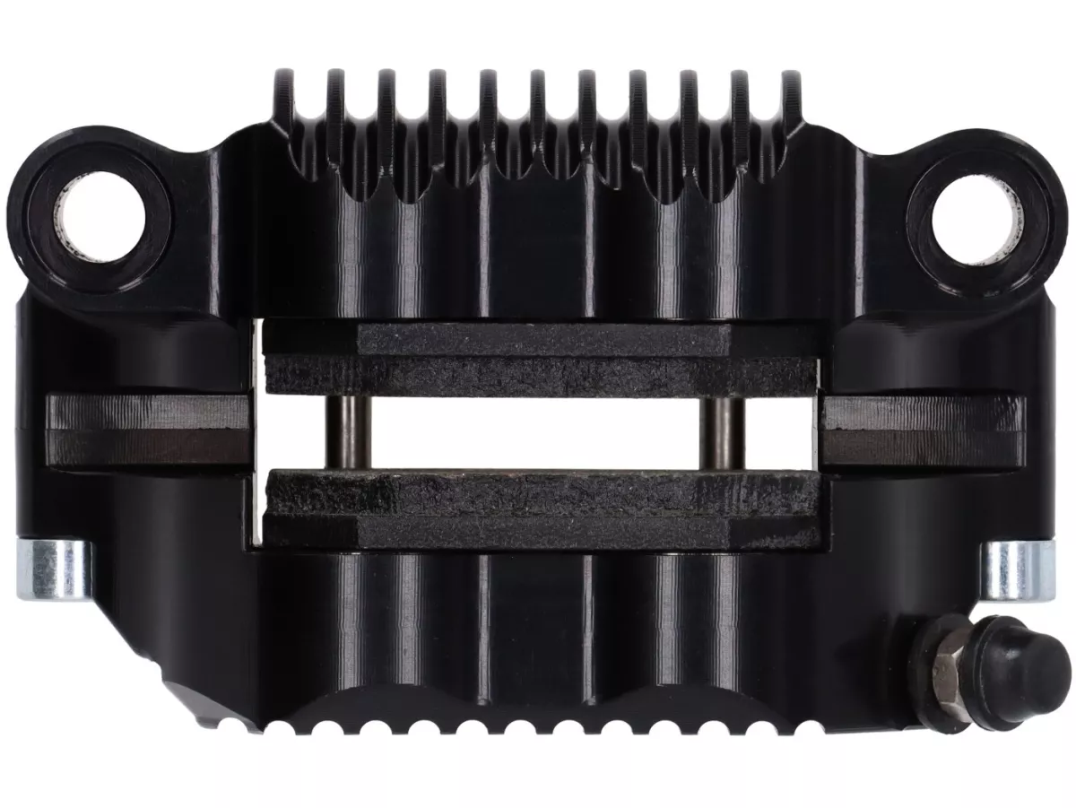 Pince de frein avant -BGM PRO SPORT (avec certificat de conformité TÜV)- 4 pistons, fixation radiale (adaptateur nécessaire)- pour PX Disc, LML Star, Stella, Grimeca NT classic- Vespa PX (à partir de 1998, série), PX, T5 125cc, PK XL - Noir