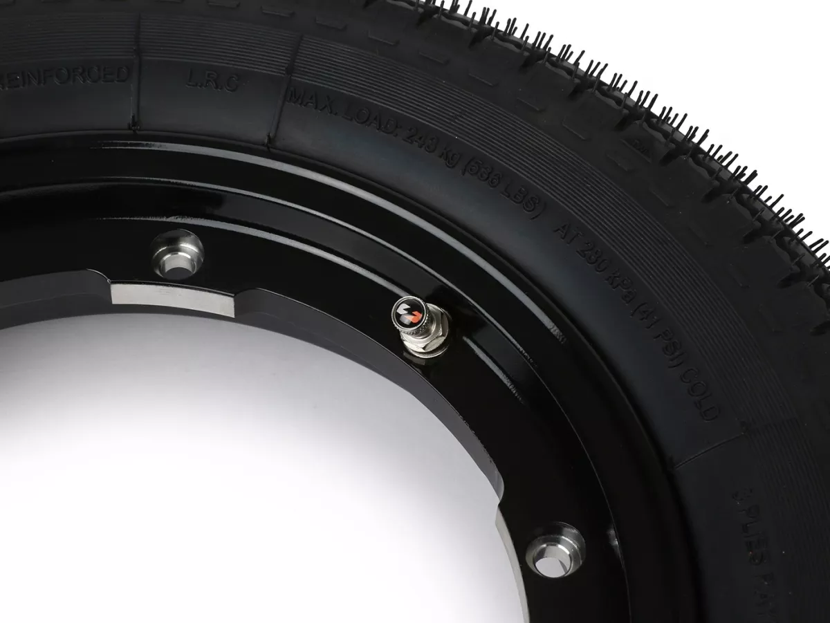 Roda lengkap - BGM Pro Superstrong - BGM Classic, tubeless, Vespa Largeframe PX, Sprint, Rally, GT, GTR, TS, T4, LML Star/Stella- 3.50 - 10 inci TL 59S (diperkuat) - pelek 2.10-10 hitam mengkilap