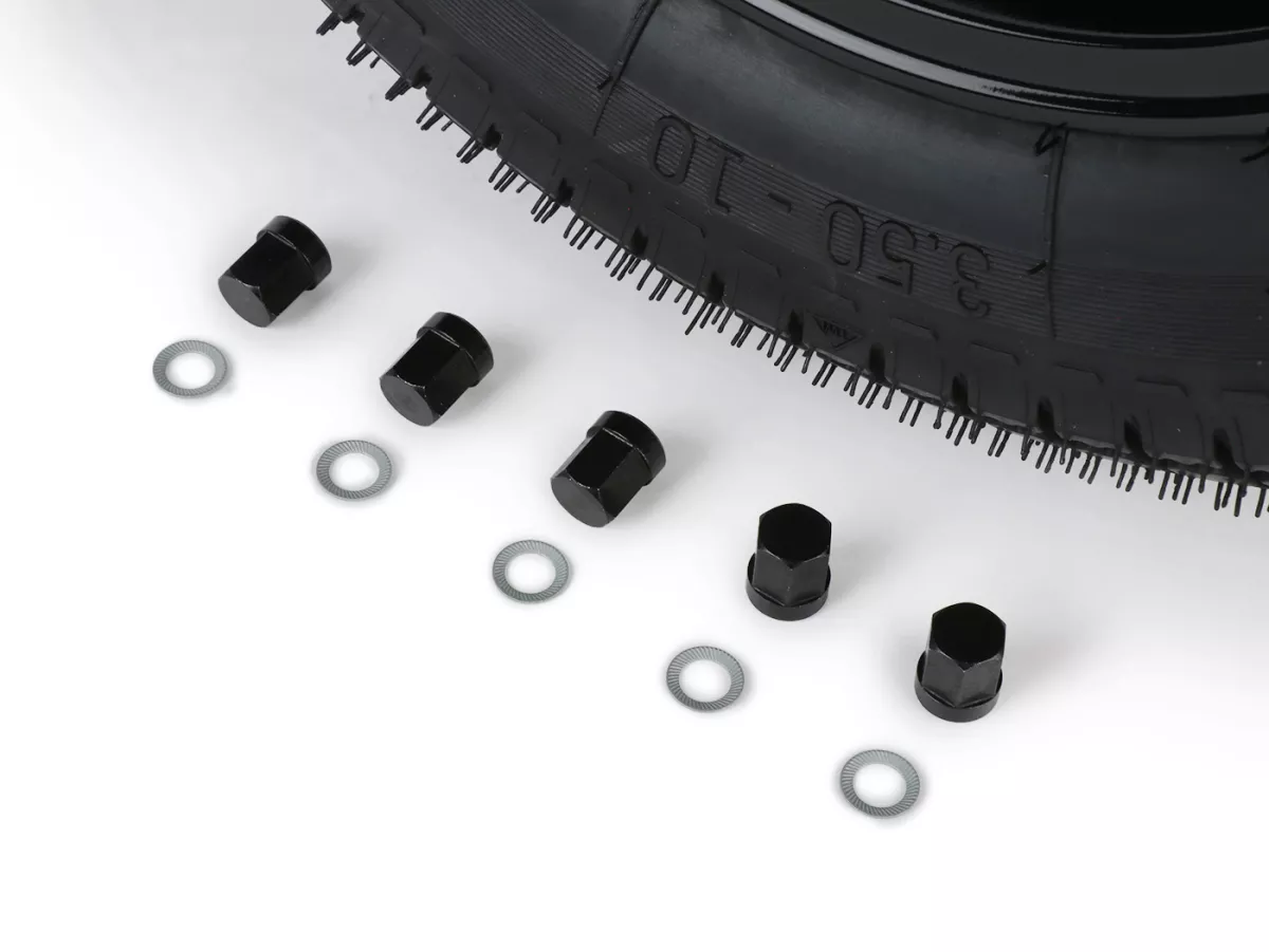 Roda lengkap - BGM Pro Superstrong - BGM Classic, tubeless, Vespa Largeframe PX, Sprint, Rally, GT, GTR, TS, T4, LML Star/Stella- 3.50 - 10 inci TL 59S (diperkuat) - pelek 2.10-10 hitam mengkilap