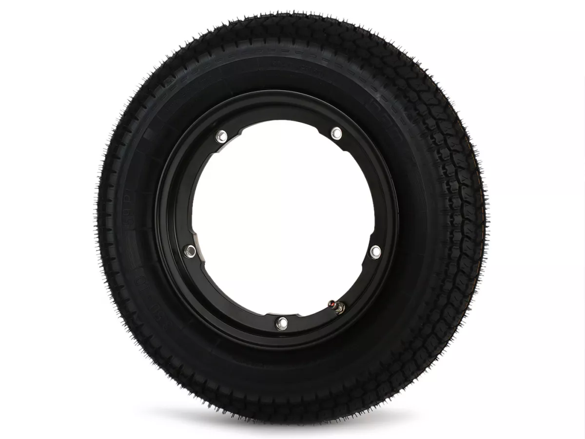 Roda lengkap - BGM Pro Superstrong - BGM Classic, tubeless, Vespa Largeframe PX, Sprint, Rally, GT, GTR, TS, T4, LML Star/Stella- 3.50 - 10 inci TL 59S (diperkuat) - pelek 2.10-10 hitam matt