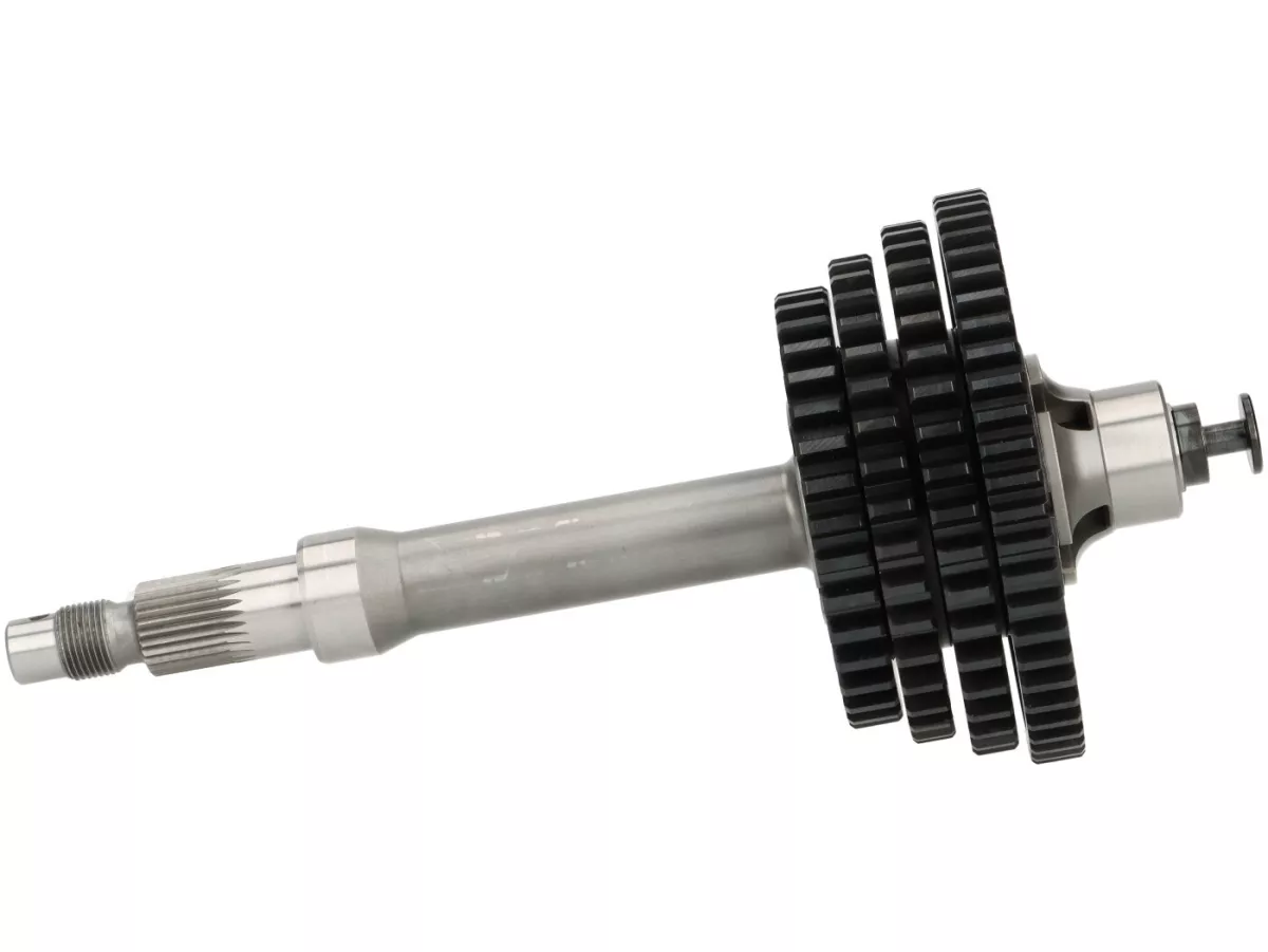 Completely assembled gearbox (drive shaft, gears, shift cross) -BGM PRO- Vespa Largeframe (1984-) - PX Lusso, Disc, My, 2011, Cosa, T5 125cc, LML Star 2-stroke, Stella 2-stroke - 12/57, 13/42, 17/38, 21/36 teeth - short fourth gear