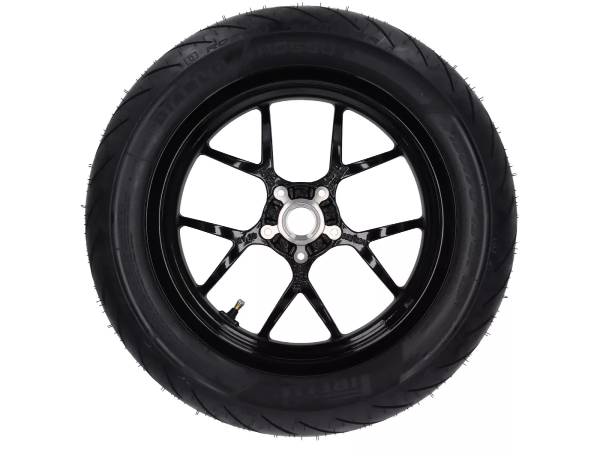 Complete wielset (voor+achter incl. montageset) -BGM PRO SPORT 13 inch- PIRELLI- Diablo Rosso 120/70-13 + 130/70-13 - Vespa GTS, GTS Super, GTV, Sei Giorni, GT 60, GT, GT L 125-310cc - glanzend zwart