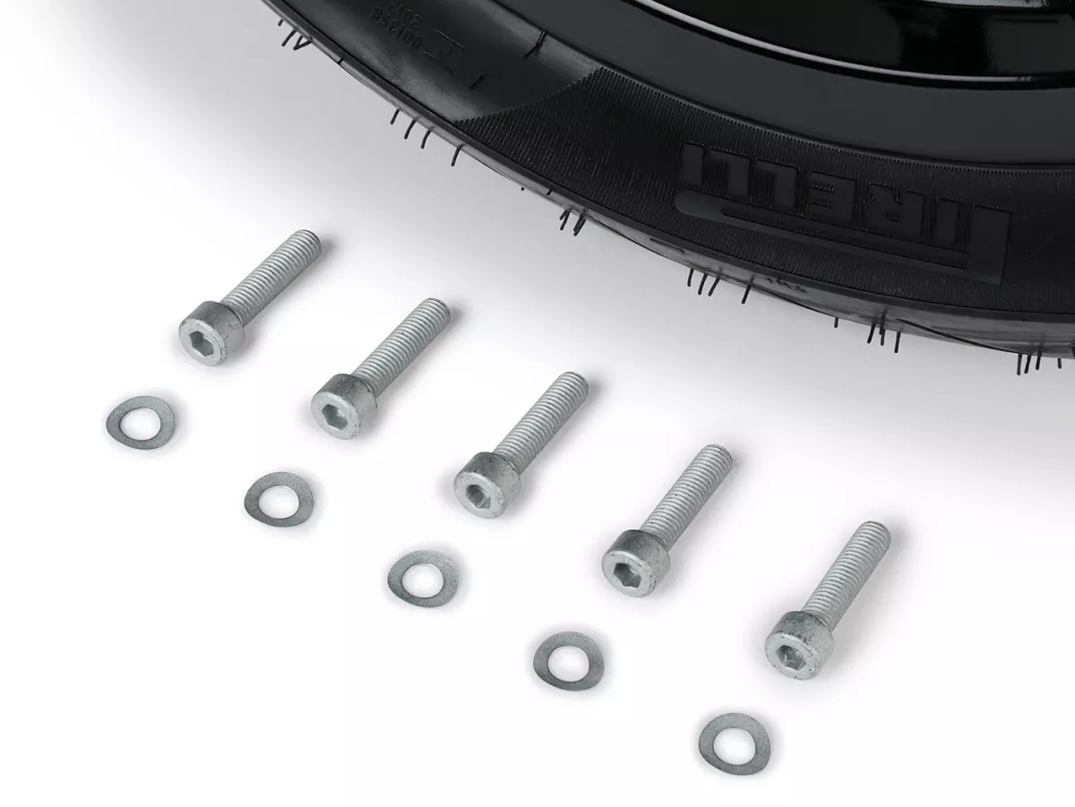 Complete wielset (voor+achter incl. montageset) -BGM PRO SPORT 13 inch- PIRELLI- Diablo Rosso 120/70-13 + 130/70-13 - Vespa GTS, GTS Super, GTV, Sei Giorni, GT 60, GT, GT L 125-310cc - glanzend zwart