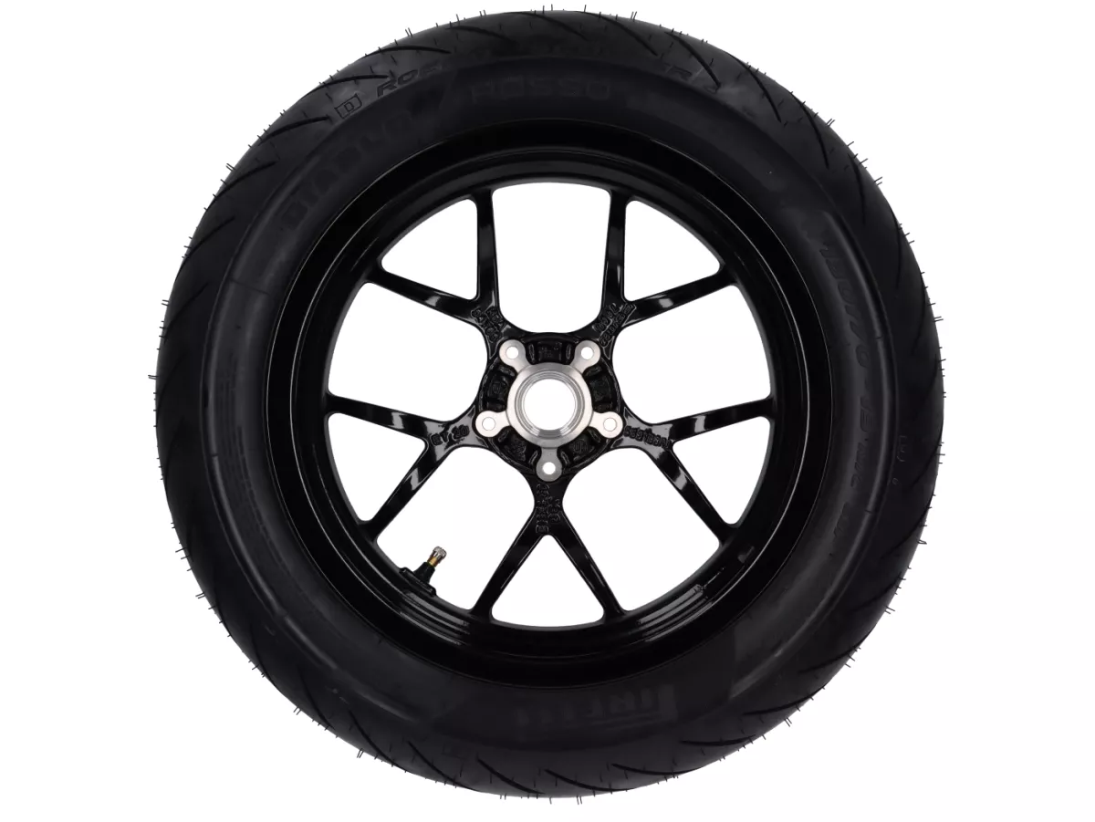 Llanta completa -BGM PRO SPORT 13 pulgadas- PIRELLI- Diablo Rosso - 130/70-13 - Vespa GTS, GTS Super, GTV, Sei Giorni, GT 60, GT, GT L 125-310cc - negro brillante