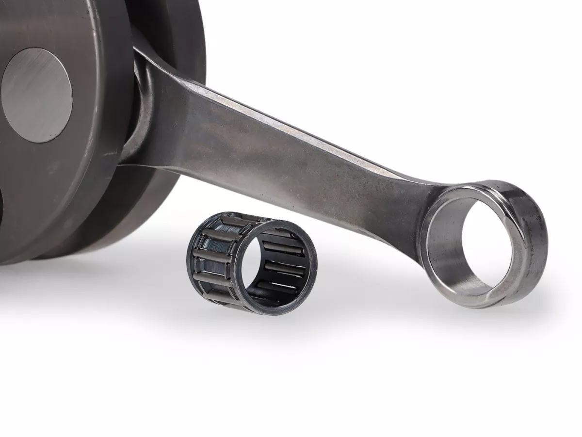 Vilebrequin -DEXTER RACING- Vespa Smallframe (joue pleine pour l'entrée de la membrane, joues=Ø88,5mm,) joue pleine 54mm de course, 105 mm bielle CNC, Ø 20mm cône)