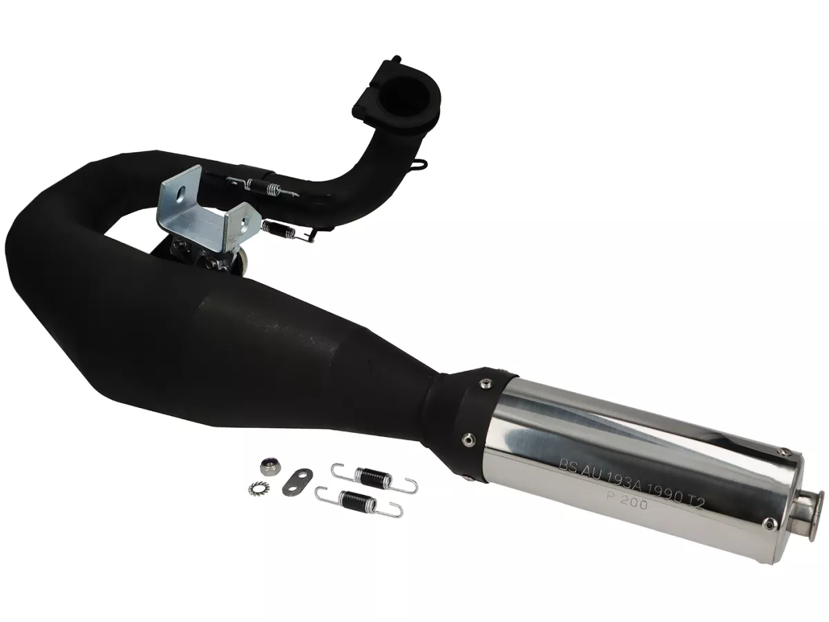 Exhaust -RS Series 1.0 'JL Style'- lefthand- Vespa PX200, Rally200, Motovespa DN200, DS200 - Black