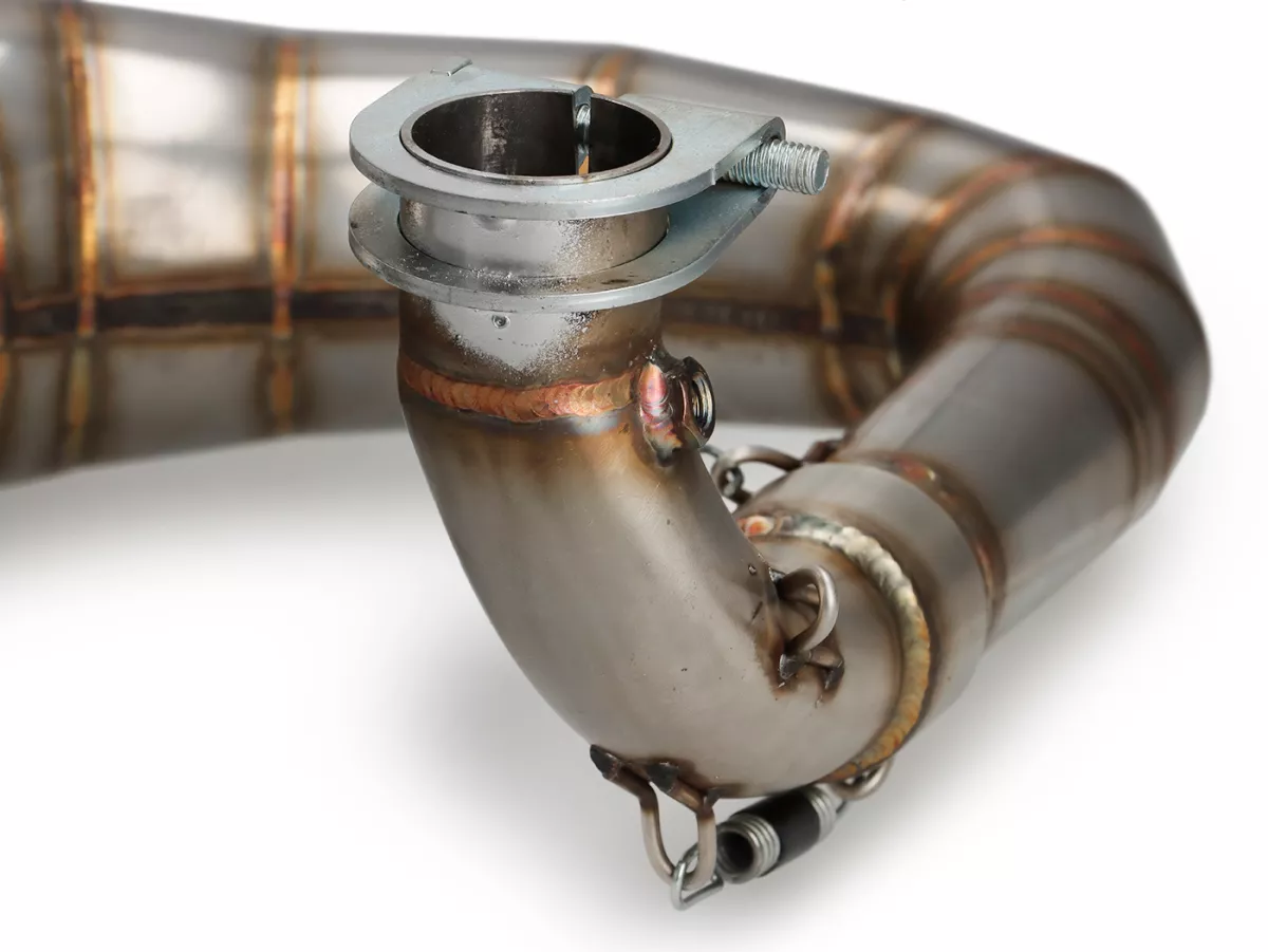 Exhaust -RS Series 2.0 'JL Style'- lefthand- Vespa PX80, PX125, PX150, Motovespa P125CL, P150CL, PX 125/150 Iris - 166cc, 177cc - stainless steel