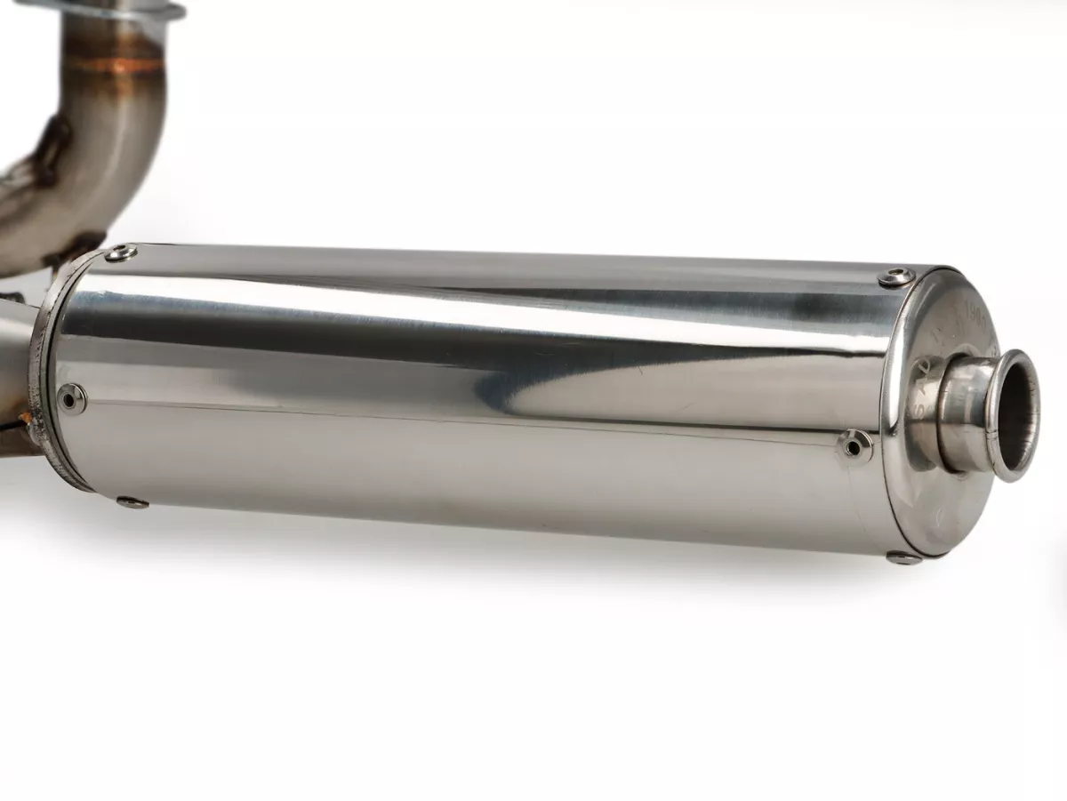 Exhaust -RS Series 2.0 'JL Style'- lefthand- Vespa PX80, PX125, PX150, Motovespa P125CL, P150CL, PX 125/150 Iris - 166cc, 177cc - stainless steel