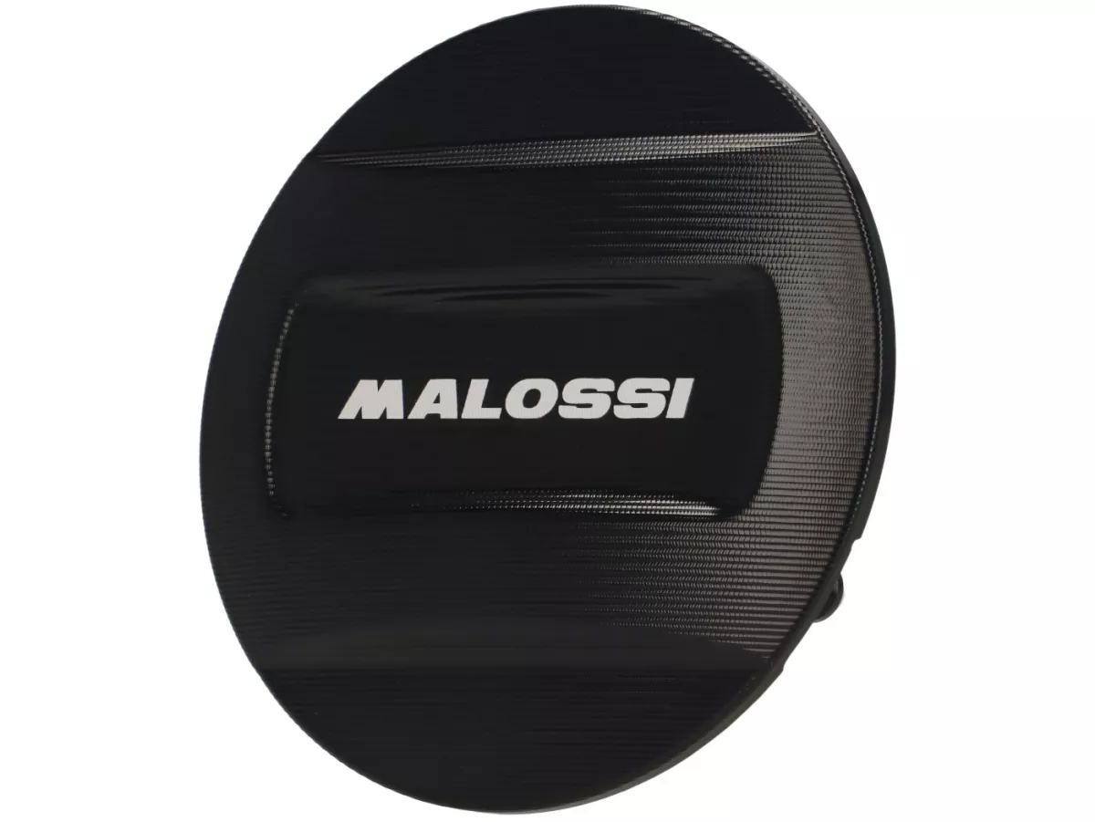 Penutup Vario -MALOSSI-, aluminium, hard anodized- Mesin Piaggio Leader/Quasar - ET4, LX/LXV125-150, S125-150, GT/GTS/GTV/GTL 125-300, Royal Alloy GP, TG - hitam