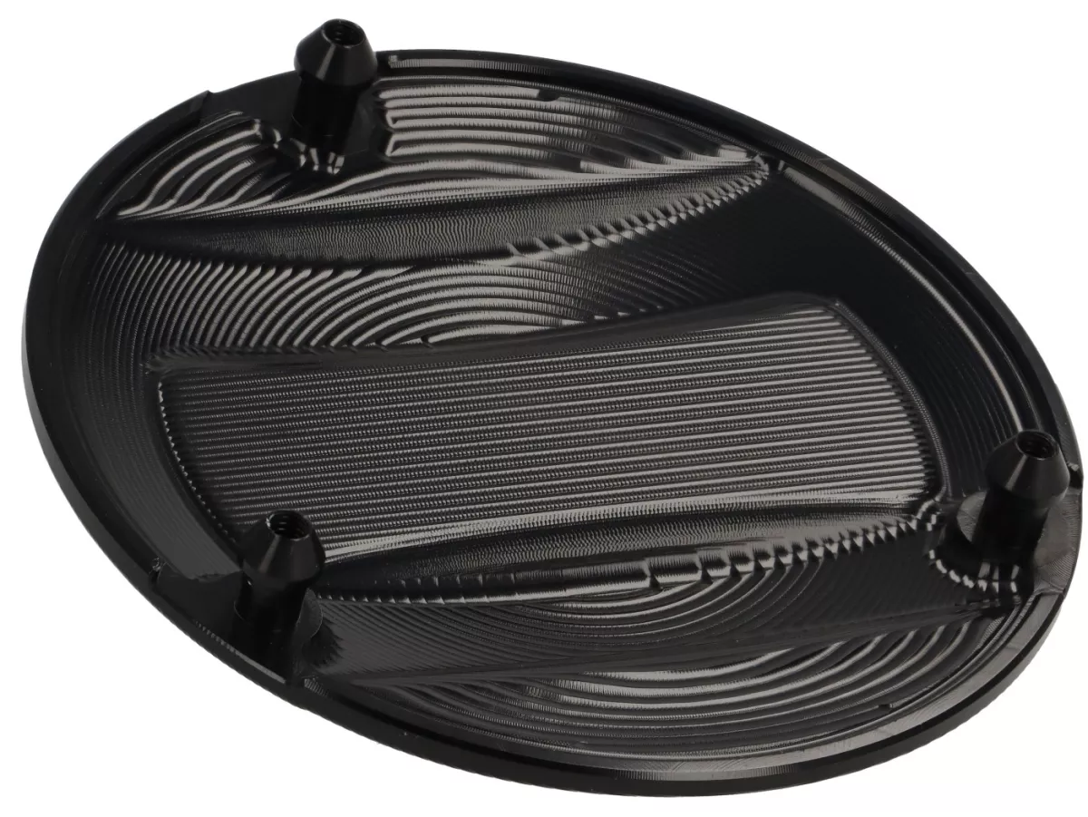 Penutup Vario -MALOSSI-, aluminium, hard anodized- Mesin Piaggio Leader/Quasar - ET4, LX/LXV125-150, S125-150, GT/GTS/GTV/GTL 125-300, Royal Alloy GP, TG - hitam