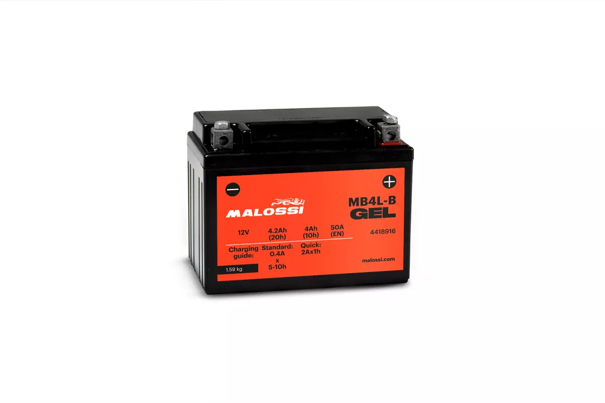 Batterie (gel), sans entretien -MALOSSI- MB4L-B GEL - 12V 4Ah - 120x70x92mm