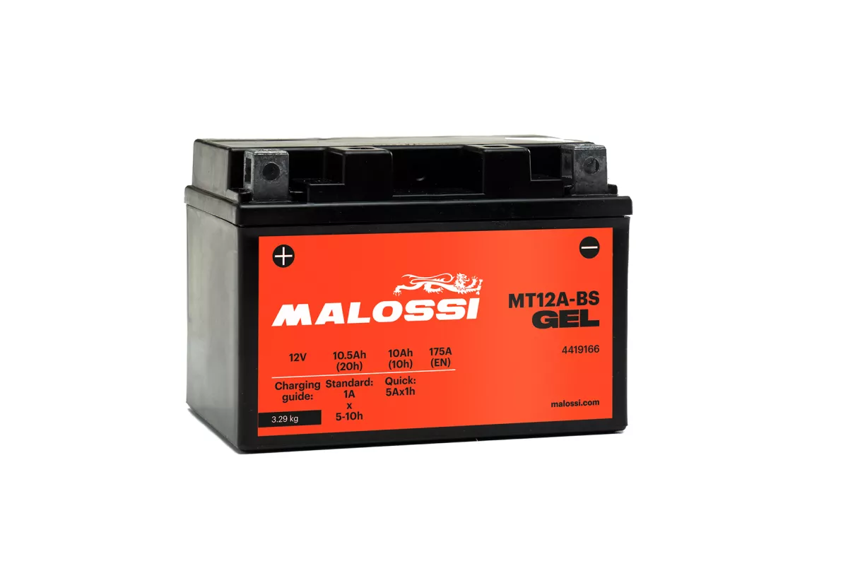 Batterie (Gel), wartungsfrei -MALOSSI- MT12A-BS GEL - 12V 10Ah - 150x88x105mm