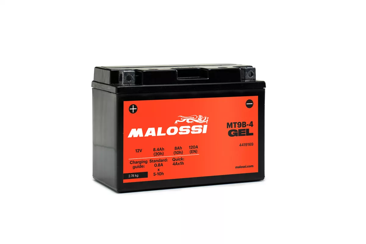 Batería (Gel), sin mantenimiento -MALOSSI- MT9B-4 GEL - 12V 8Ah - 150x68x105mm