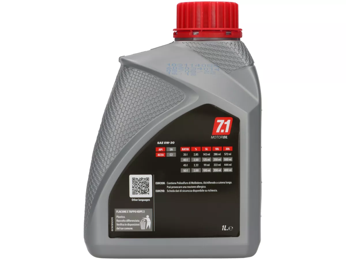 Oli - Oli mesin -MALOSSI- 7.1 Racing (SAE 0W-30) - 4-tak sintetik penuh - 1000ml