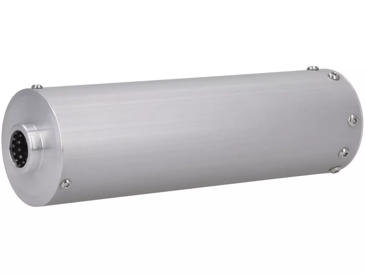 Silenziatore posteriore -MR PARTS & STYLE- per scarico con foratura Franspeed / JL- Lambretta serie 1-3 - anodizzato argento