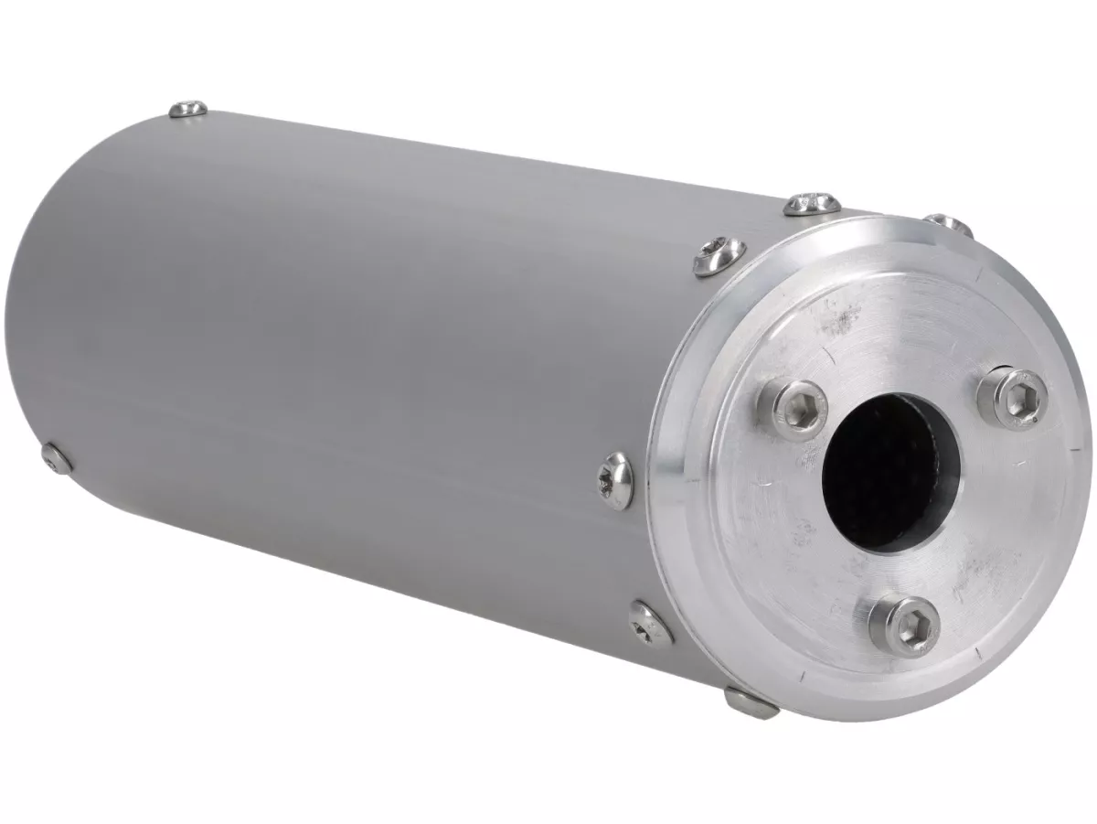 Silenziatore posteriore -MR PARTS & STYLE- per scarico con foratura Franspeed / JL- Lambretta serie 1-3 - anodizzato argento