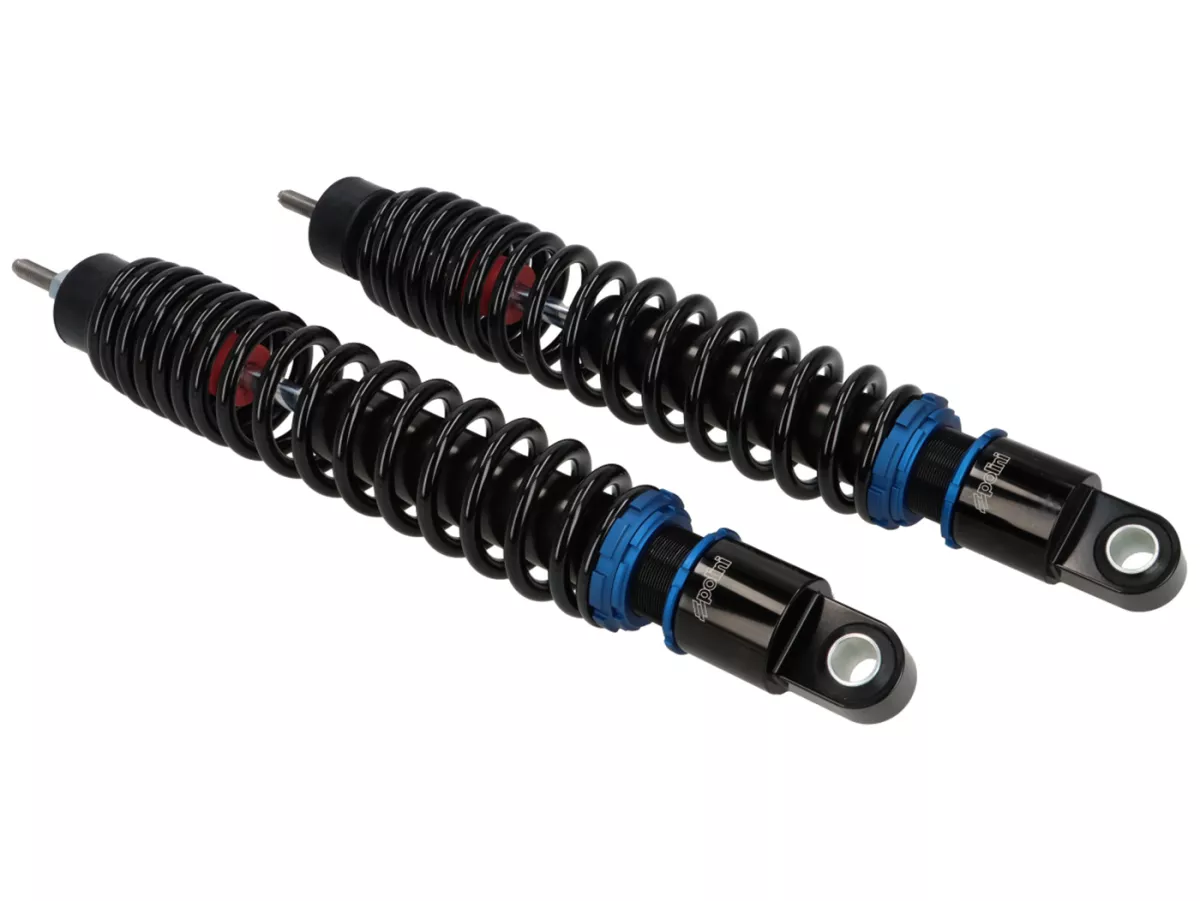 Rear shock absorber (set) -POLINI- Vespa GT, GTL, GTV, GTS 125-310 (all model years) - adjustable - black/blue