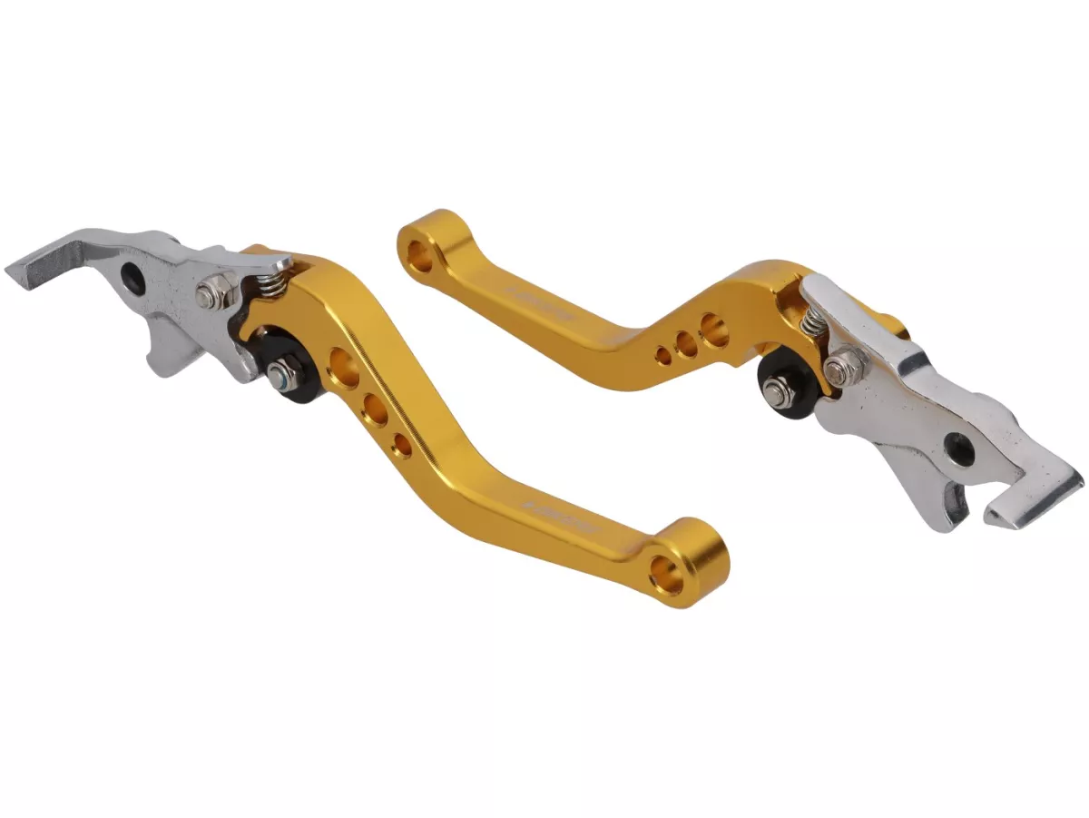 Brake lever set SPAQ adjustable, golden for Royal Alloy GP 125-350, TG 125-350