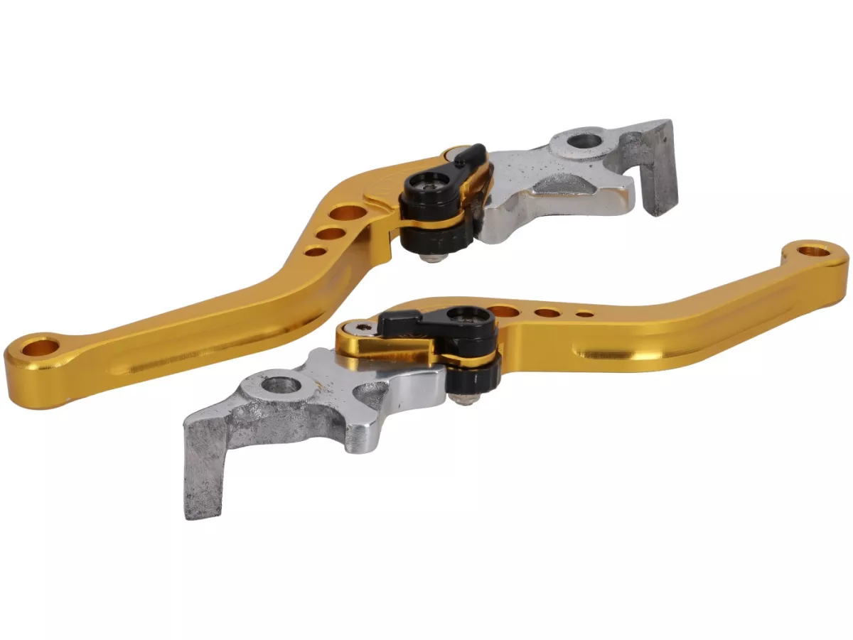 Brake lever set SPAQ adjustable, golden for Royal Alloy GP 125-350, TG 125-350
