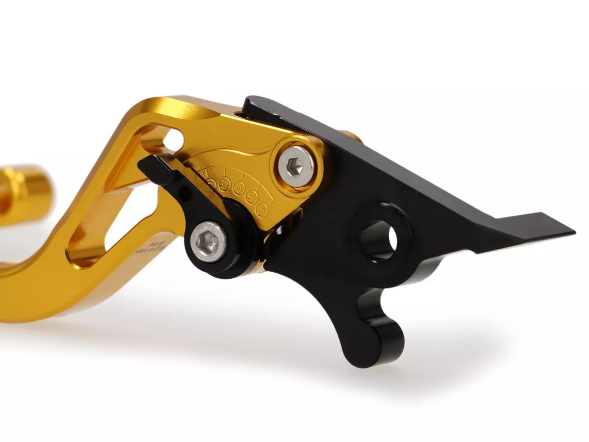 Brake lever set -PRO BRAKE- adjustable - Royal Alloy GP 125-300, TG 125-300 - shiny gold