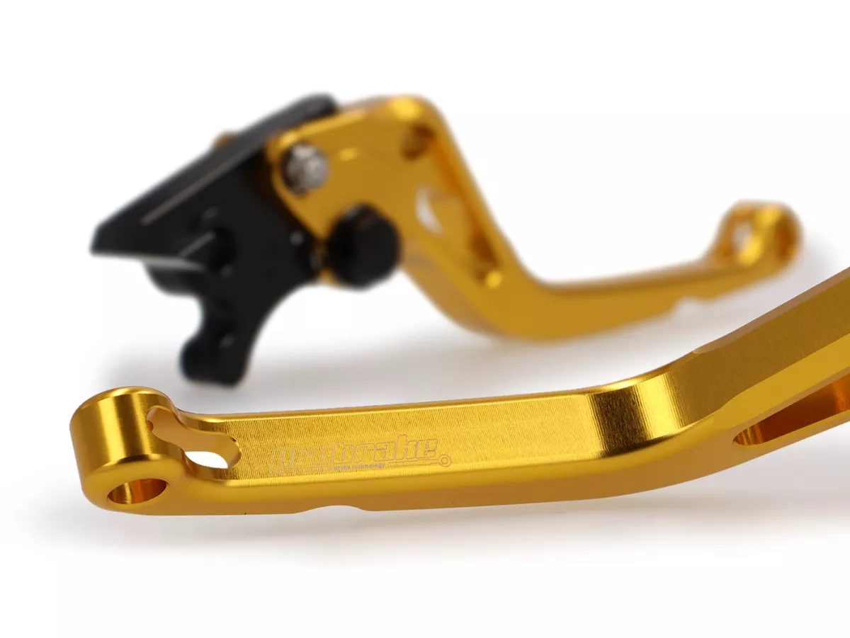 Brake lever set -PRO BRAKE- adjustable - Royal Alloy GP 125-300, TG 125-300 - shiny gold