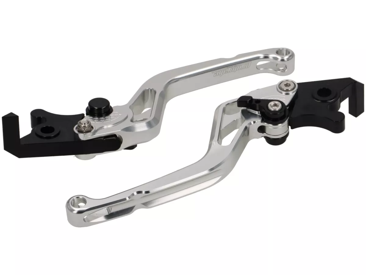 Brake lever set -PRO BRAKE- adjustable - Royal Alloy GP 125-300, TG 125-300 - silver glossy