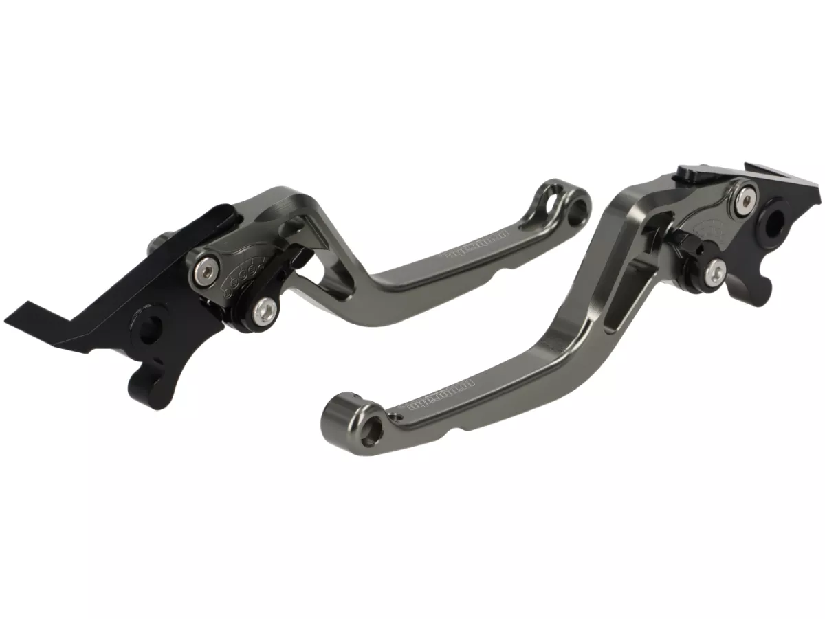 Brake lever set -PRO BRAKE- adjustable - Royal Alloy GP 125-300, TG 125-300 - titanium glossy