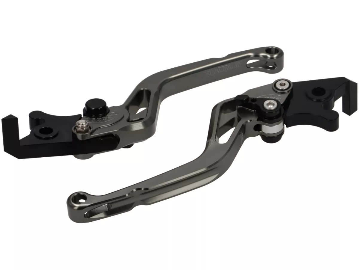 Brake lever set -PRO BRAKE- adjustable - Royal Alloy GP 125-300, TG 125-300 - titanium glossy