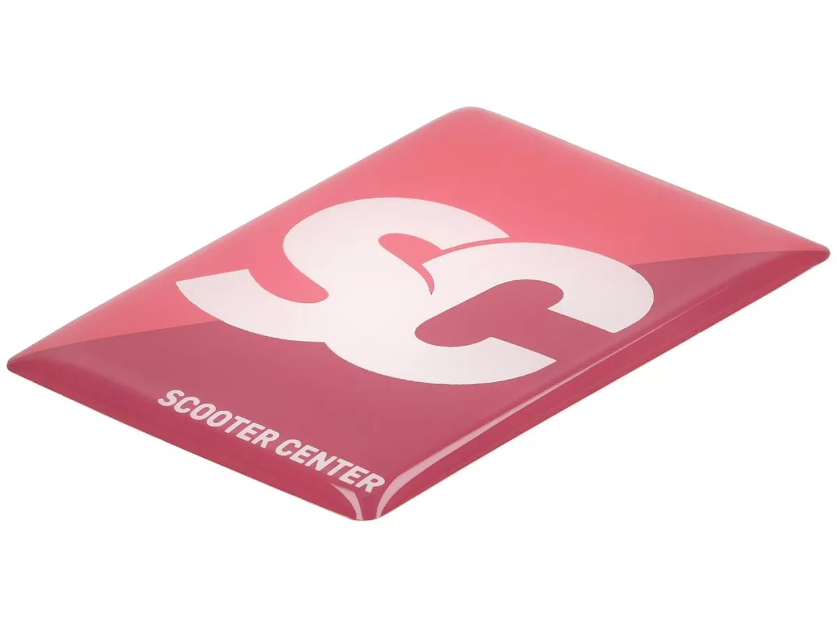 3D sticker lettering horn cover -SCOOTER CENTER- Piaggio rectangle - Vespa ET2, ET4, GT125, GTL, GTV, GTS125, LX, LXV, S 50-125, PX Lusso, T5 - plastic self-adhesive