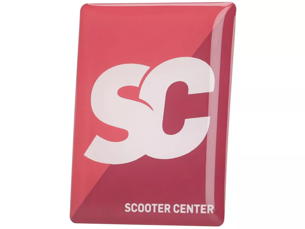3D sticker lettering horn cover -SCOOTER CENTER- Piaggio rectangle - Vespa ET2, ET4, GT125, GTL, GTV, GTS125, LX, LXV, S 50-125, PX Lusso, T5 - plastic self-adhesive