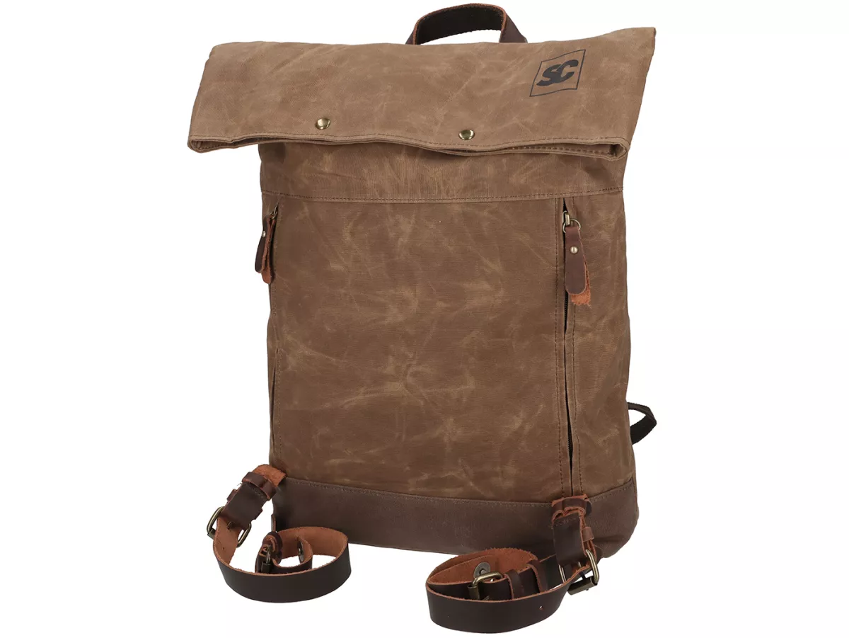 Ryggsäck -SCOOTER CENTER- vaxad canvas - brun