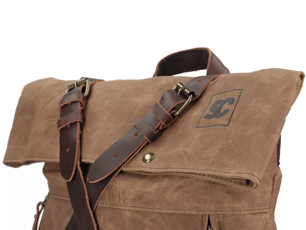 Ryggsäck -SCOOTER CENTER- vaxad canvas - brun