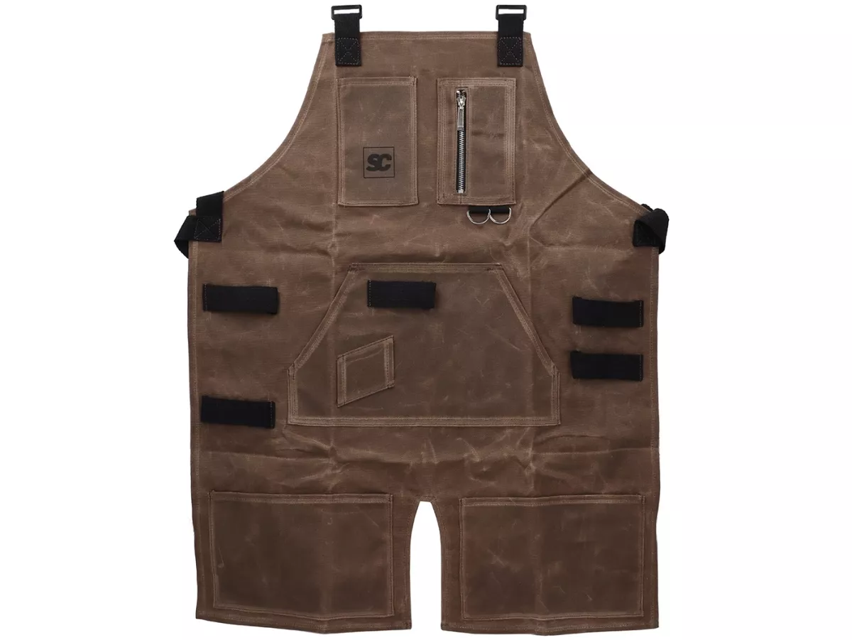 Workshop apron -SCOOTER CENTER- waxed canvas - brown