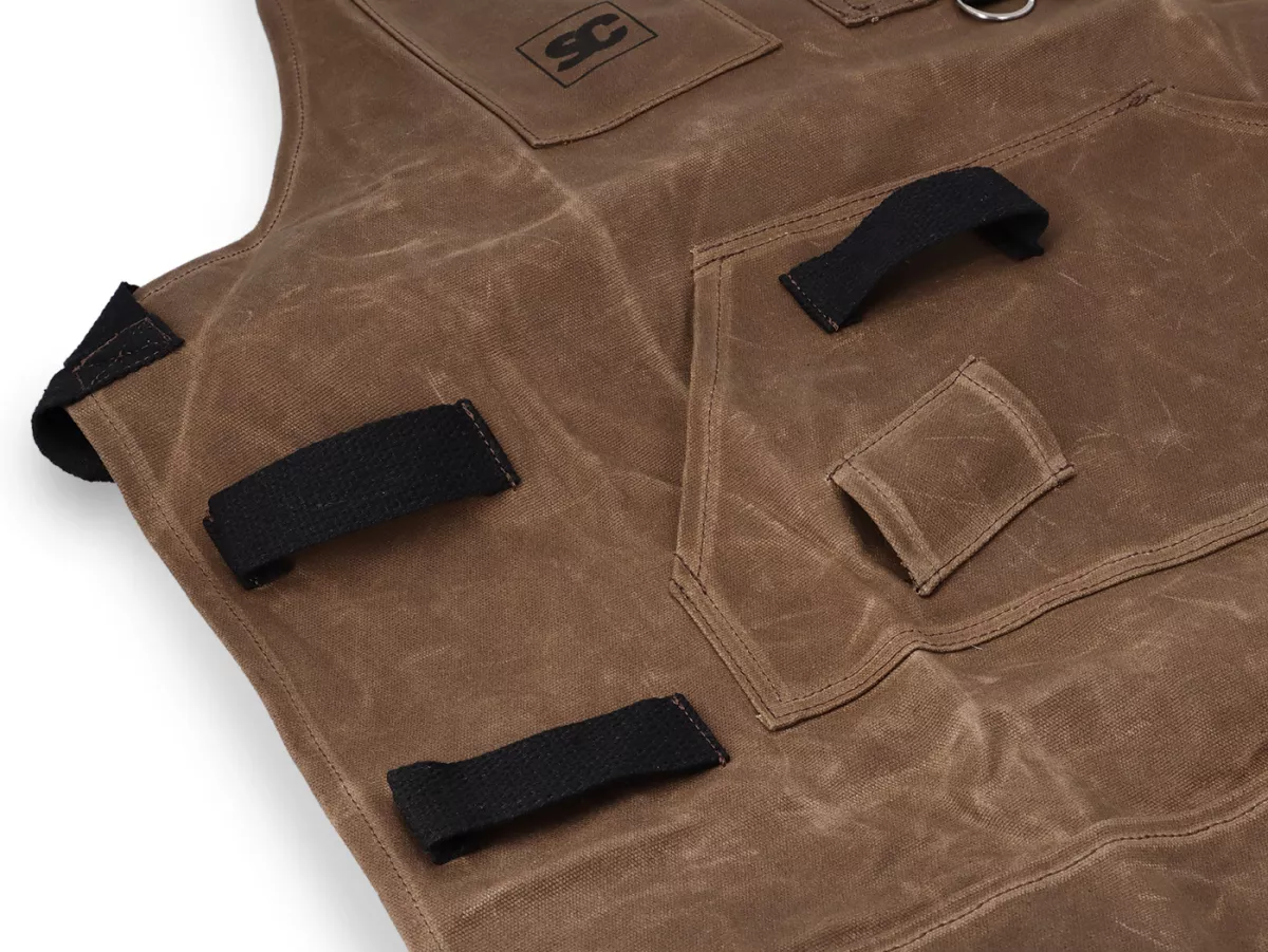 Tablier d'atelier -SCOOTER CENTER- waxed canvas - marron