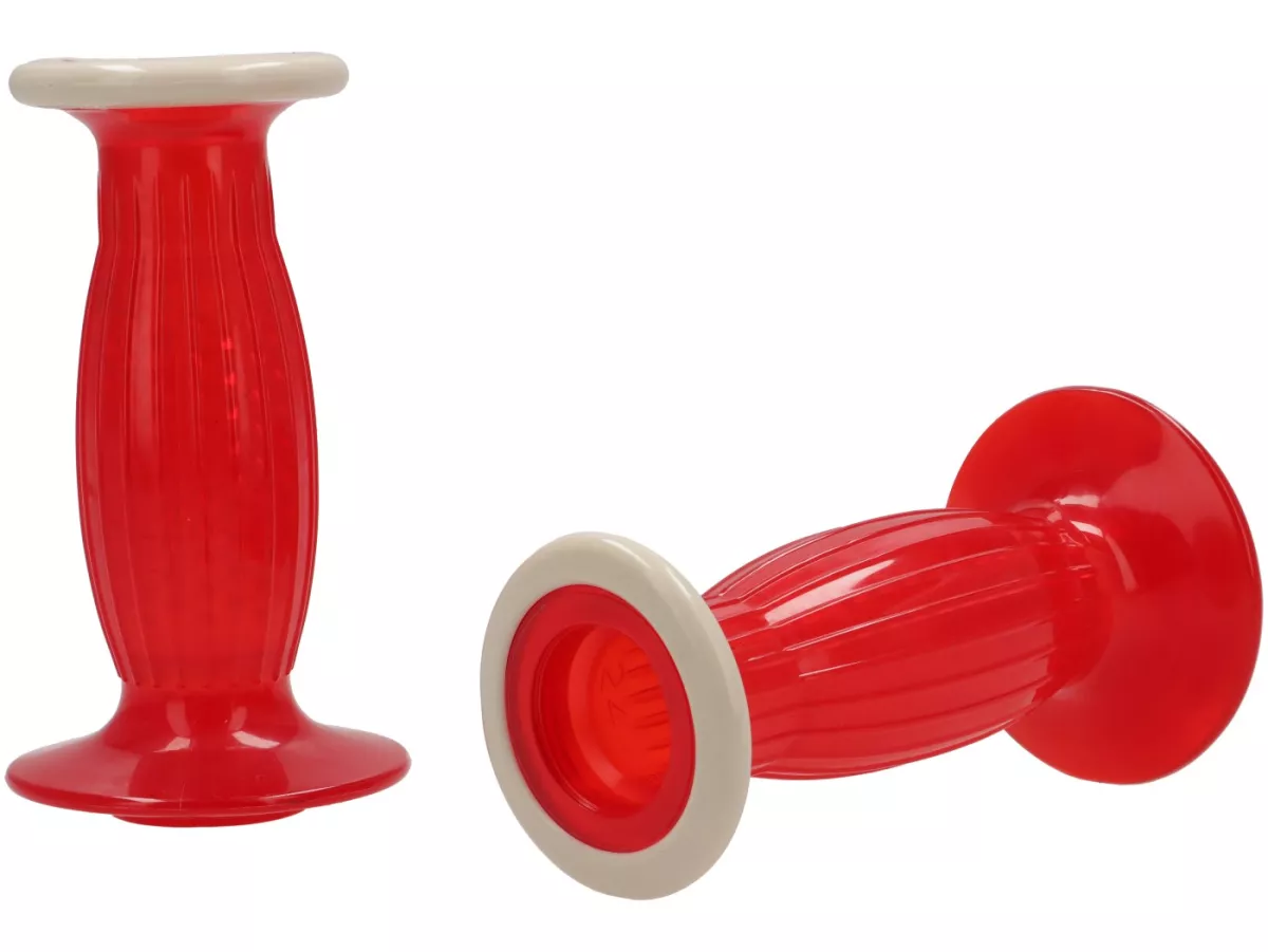 Handvatten Lambretta Mod. Biemme -SECURIT ANTIVIBRANTE- Lambretta serie 3, lui 50 CL, lui 75 S, SL - diameter 24mm - rood transparant