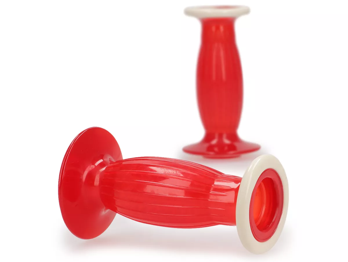 Handvatten Lambretta Mod. Biemme -SECURIT ANTIVIBRANTE- Lambretta serie 3, lui 50 CL, lui 75 S, SL - diameter 24mm - rood transparant