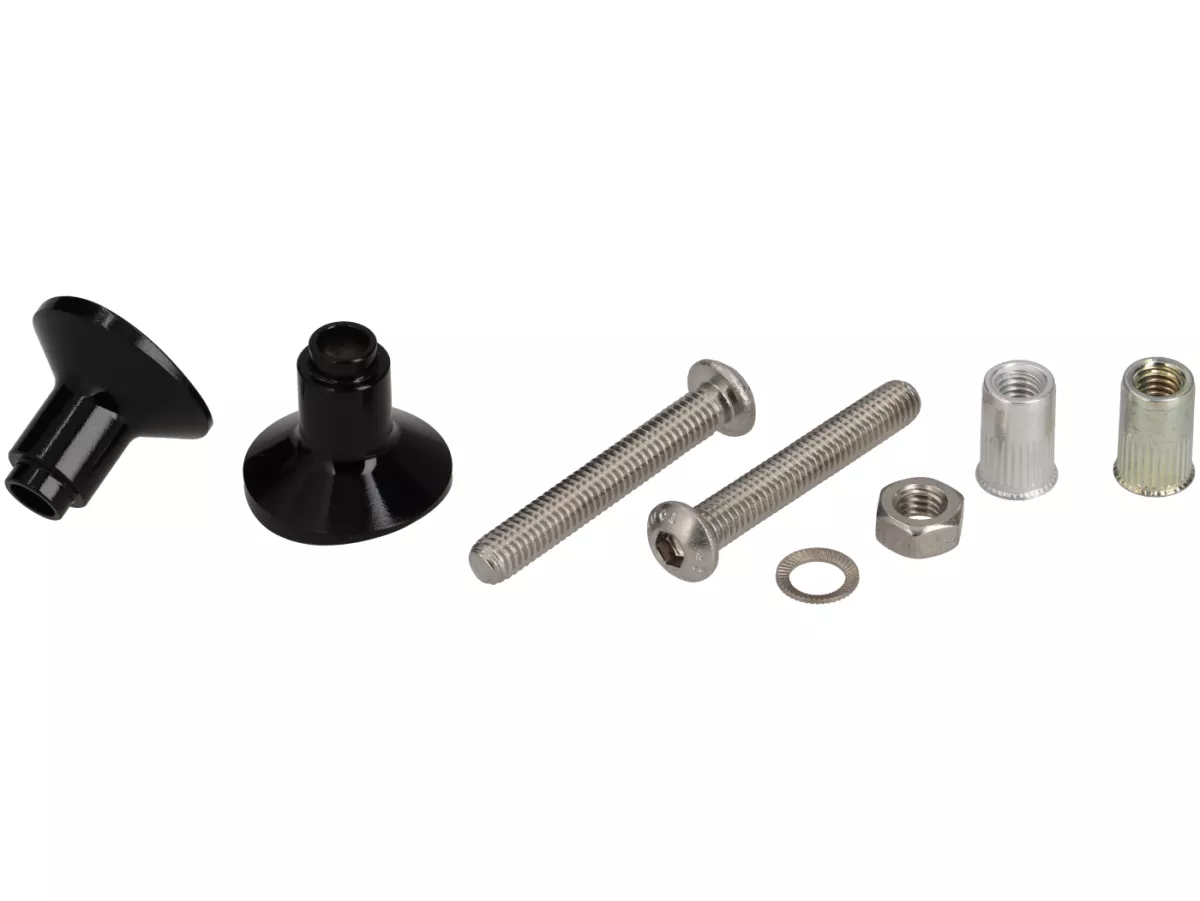Stuurdemper incl. bevestiging -STD ScooterTec- aluminium CNC - voor Vespa PX oud, PX Lusso, Disc, 2011 en Motovespa DN, PX, Iris - kleur: zwart