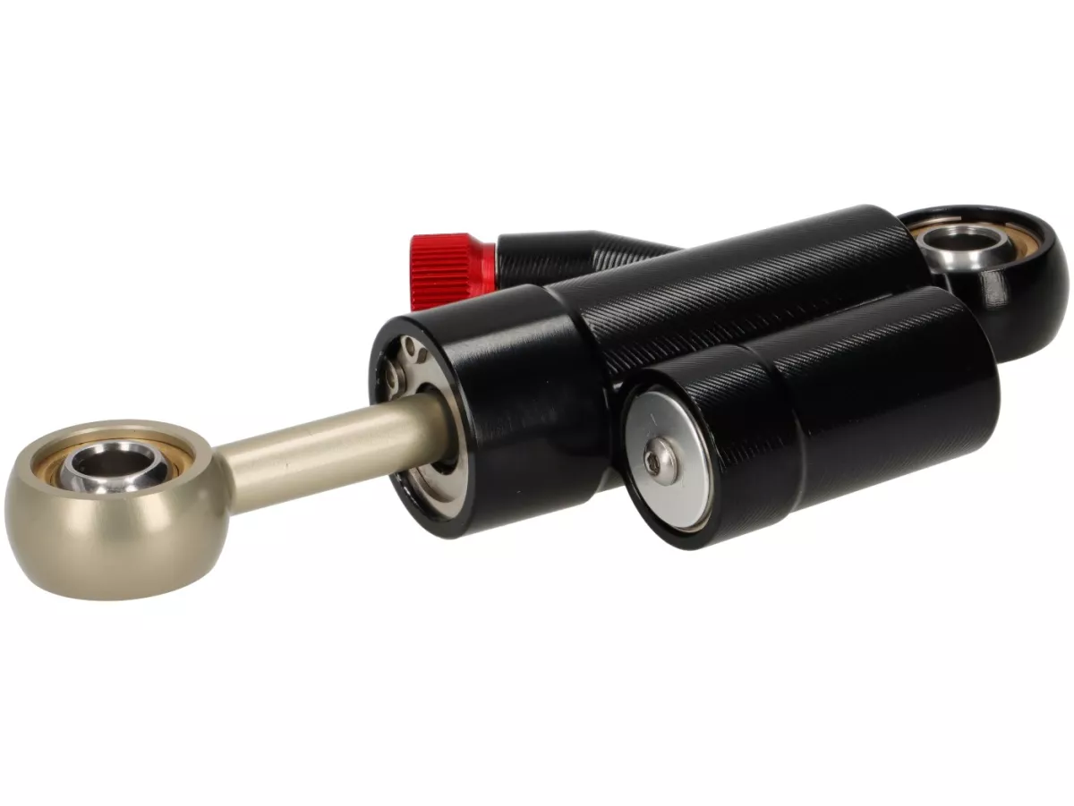 Steering damper incl. mount -STD ScooterTec- aluminum CNC - for Vespa V50 Special - color: black