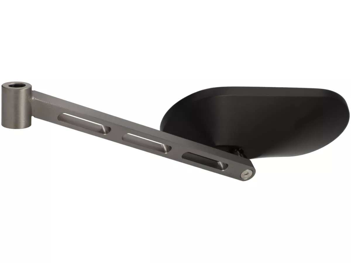 Mirror under handlebar -STD ScooterTec- aluminum CNC, left- for Vespa PX old, PX Lusso, PK S/XL and Motovespa DN, PX, Iris, PK - Material/color: polished steel, painted surface