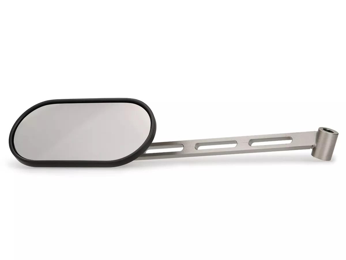 Mirror under handlebar -STD ScooterTec- aluminum CNC, left- for Vespa PX old, PX Lusso, PK S/XL and Motovespa DN, PX, Iris, PK - Material/color: polished steel, painted surface