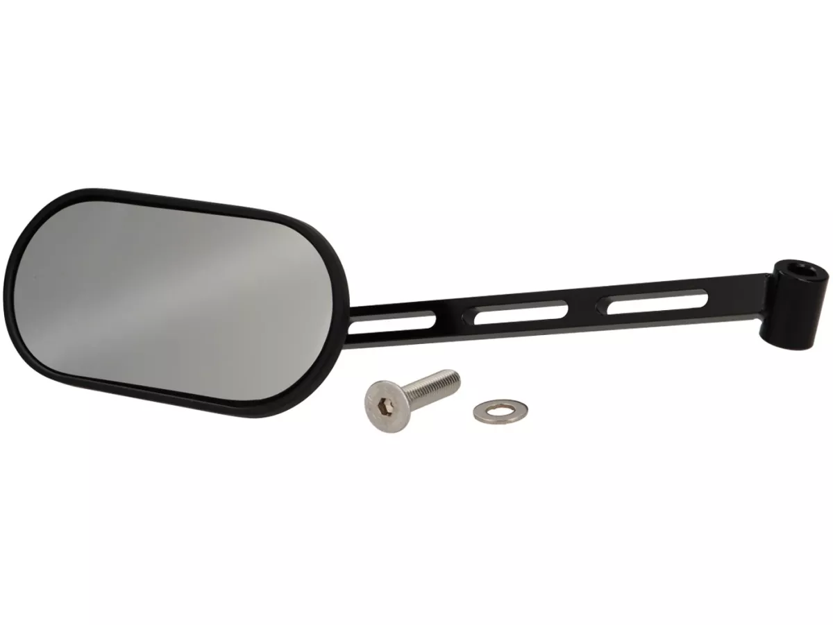 Spegel under styret -STD ScooterTec- Aluminium CNC, vänster - för Vespa PX old, PX Lusso, PK S/XL och Motovespa DN, PX, Iris, PK - Material/färg: stål, blank svartlackerad yta